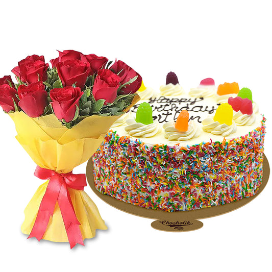 Delicious Cake Flavorful Jelly  With Red Roses 1000