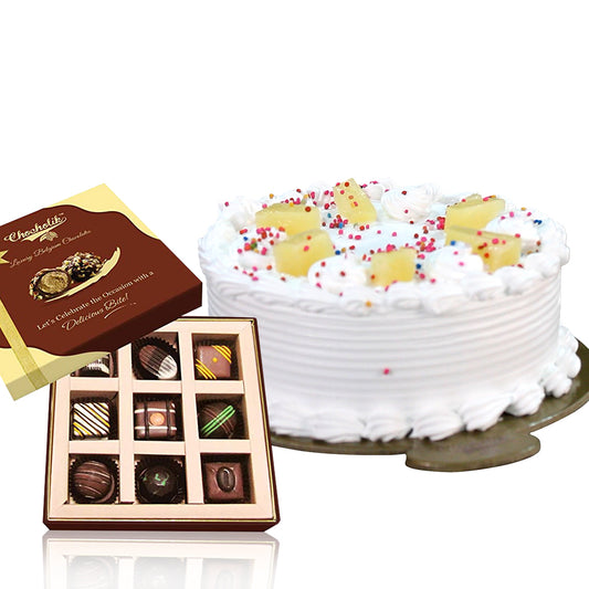 MouthMelting PineApple Cream Cake With Chocolate Box 1000