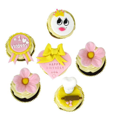 Yellow And Pink Drizzle Cupcakes