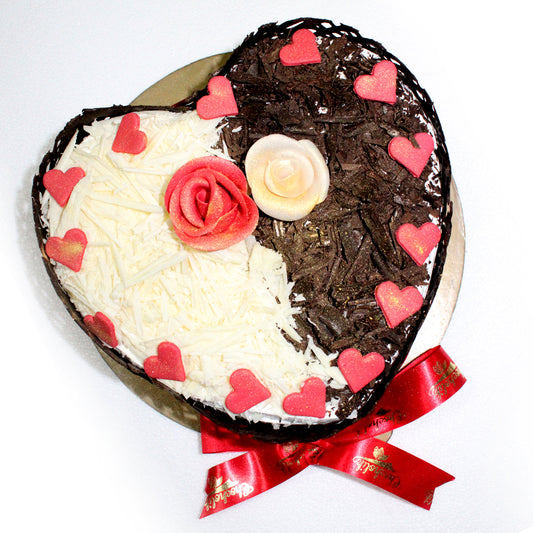 Twin Heart Black & White Forest Cake