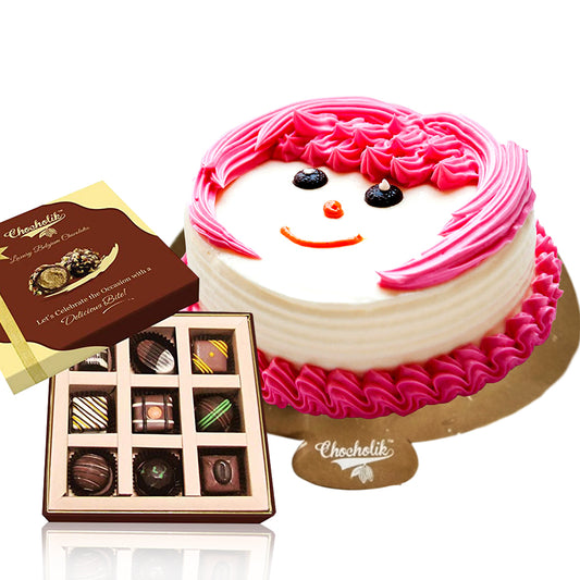 Divine Sweet Smile Cake With Chocolate Box 1000